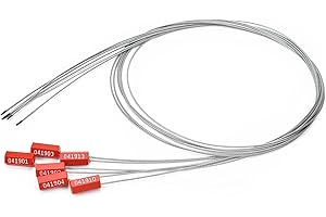 LEADSEALS 3.9 Feet Steel Wire Cable Seals Tamper Resistant Security Seal Tags Numbered Self-Locking Safety Seals Length 1.2m (Pack of 100pcs, Red)