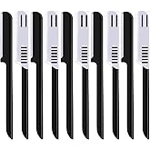 10 Pieces Eyebrow Razor for Women Facial Shaver Razor Brow Shaper Eyebrow Trimmer Dermaplaner Shaping Tool with Cover (Black)