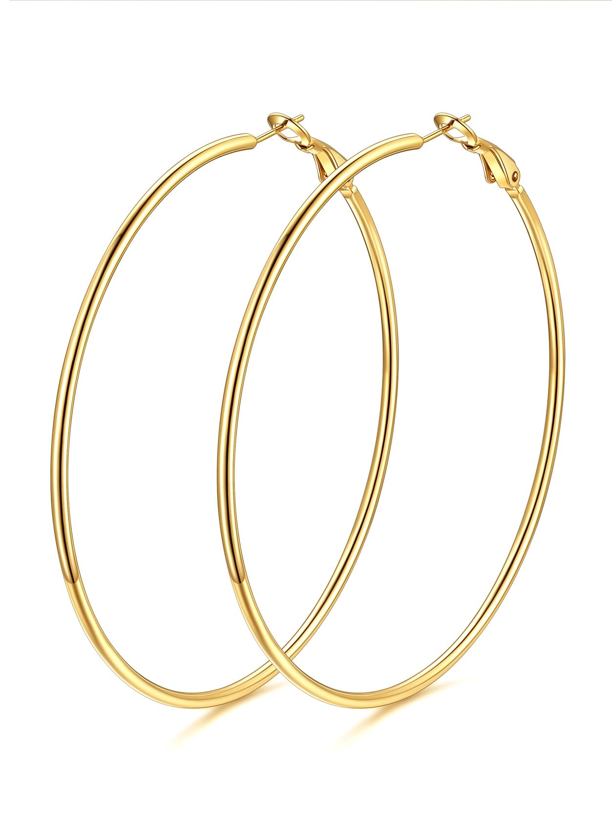 Gold Earrings for Women Stainless Steel Big Hoop Earring 70mm Statement Earrings for Young Ladies