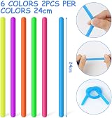 Ainiv 12PCS Stretch Noodles Fidget Toys 24cm 6 Colors Stress Relief Noodles view 2