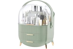 GLTAYLMY Makeup Organizer for Vanity, Cosmetics Skincare Organizers with Lid and Drawers, Cosmetic Display Cases for Countertop Bathroom Dresser, Ideal Gifts for Women (Light Green)