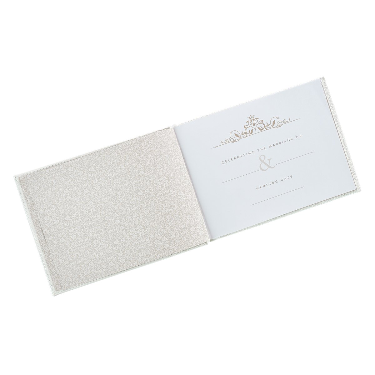 Wedding Guest Book - Mr. and Mrs. Our Wedding - Lacey White Faux Leather w/Inspirational Quotes Scripture - Visitor Register Sign-in Book for Events
