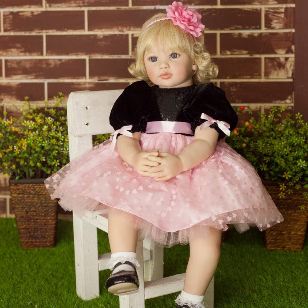 SXFYGYQ Handmade Silicone Rebirth Child Simulation Cute Princess Long Hair Doll Can Not Enter The Water Home Gift 60 Cm