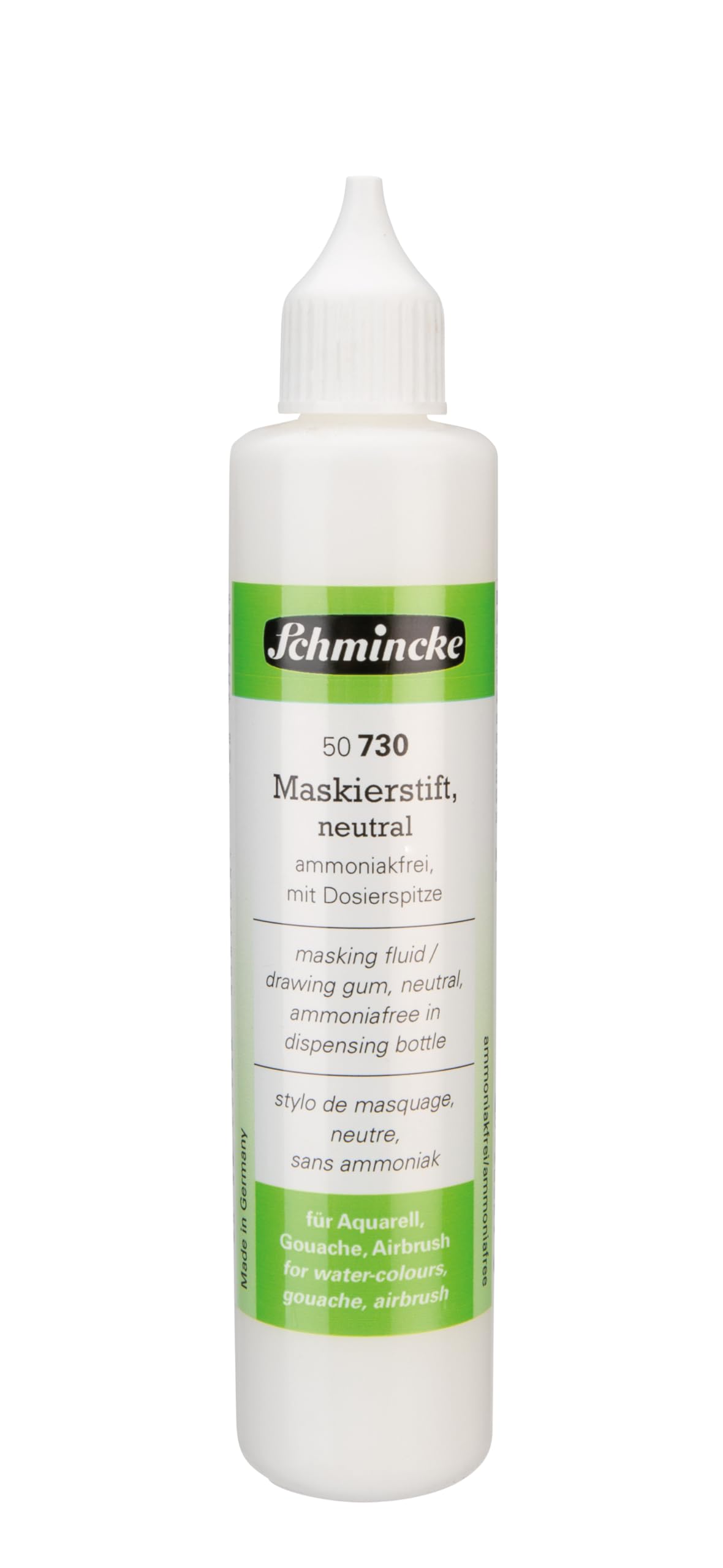 Schmincke - Masking pen neutral, 100 ml, 50 730 008, dosing pen, colourless masking fluid for covering areas on watercolour paper, smooth drawing cardboard, ammonia-free