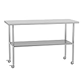 Chingoo Stainless Steel Table with Wheels 24 x 60