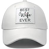 Qoyupuza Best Wife Gifts from Husband, Adjustable Cotton Baseball Cap with Best Wife Ever for Her Anniversary, Birthday-White