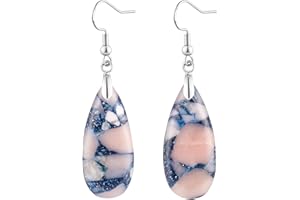 HAISWET Stone Drop Earrings for Women Teardrop Created Imperial Jasper Dangle Drop Earrings