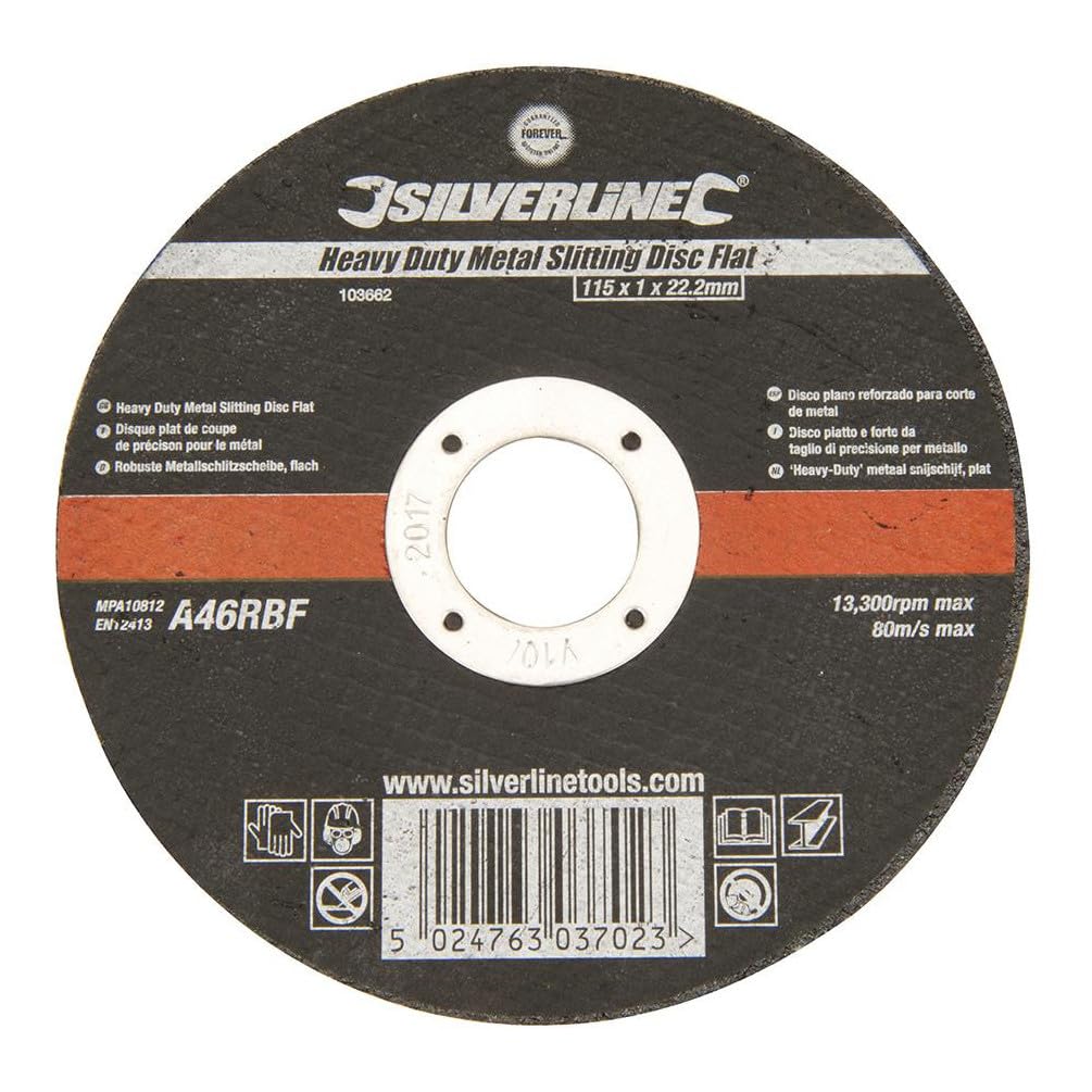 Silverline Heavy Duty Metal Slitting Disc Flat 115 x 1 x 22.23mm (103662)