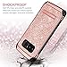 Galaxy Note 8 Case, BENTOBEN Bling Glitter Samsung Note 8 Case 2 in 1 Slim Hybrid TPU Bumper Hard PC Cover Coat Sparkly Shiny Cute Faux Leather with Metal Kickstand for Samsung Galaxy Note8 Rose Gold