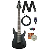 Jackson JS Series Dinky Arch Top JS22-7 DKA HT 7-String Electric Guitar - Satin Black Bundle with Cable, Tuner, Strap, Picks, and Austin Bazaar Instructional DVD