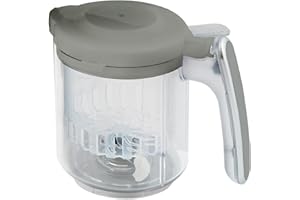 Replacement Stirring Cup & Blade with Steaming Basket for EVLA'S Baby Food Maker - Gray