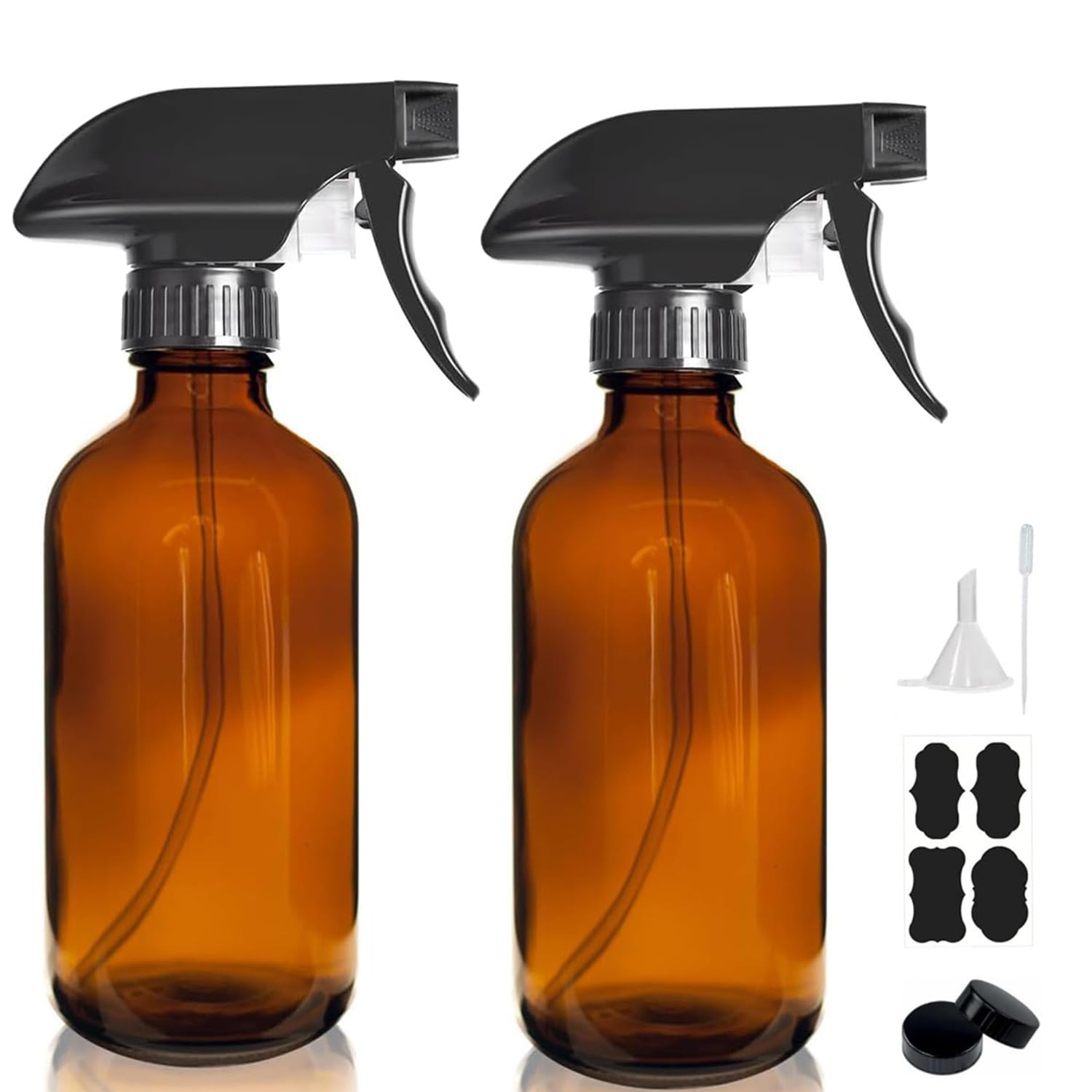Photo 1 of 8OZ Amber Glass Spray Bottles - 2 Pack - Empty Refillable Bottle for Essential Oils, Plants, Cleaning Solutions, Hair Mister - Durable Nozzle w/Fine Mist and Stream Setting