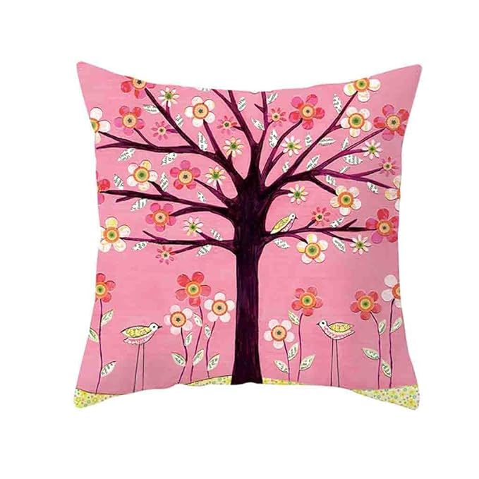 Cartoon Tree Bed Throw Pillows Cover For Sleeping Natural Pattern
