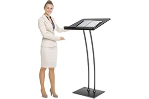 VAKIORN Pulpits for Churches with Iron Stable Bottom, Acrylic Podium Lectern with 10MM Thickened Acrylic Countertop, Multi Function Pulpit for Modern Classroom Music Concert Wedding Conference Event