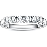 AimiIee Moissanite Eternity Rings Wedding Bands D Color VVS1 Clarity Round Brilliant Cut 925 Sterling Silver 5/6 Stones Anniv