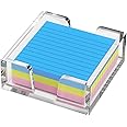 WINFFOR Acrylic Notepad Holder Dispenser - 3x3 in Sticky Note Memo Holder for Desk Organizer (W/O Pads) Office Desk Accessories School Supplies, Crystal Clear