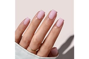 BTArtbox Press On Nails, Yoga, Short Square, Baby Pink Summer Nails, 32Ct | 2+ Weeks Wear, Salon-Quality Natural Nails, 10-Minute Easy Daily Application, Fast Removal, 16 Sizes, All-in-One Complete Kit