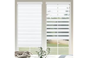 OUDUCK Cordless Zebra Blinds for Windows Dual Layer Zebra Roller Shades with Valance, Light Control Privacy Blinds for Day Ni
