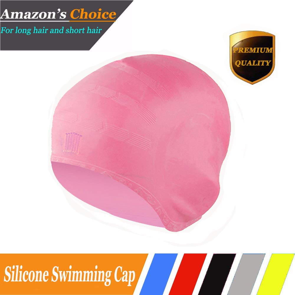Cosoof Silicone Swimming Caps For Long Hair Waterproof Solid Swim Cap For Women Men Kids Boys And Girls For Short Hair With Ear Pocket Keep Hair Dry