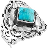 Turquoise Ring Sterling Silver 925 Genuine Gemstones Size 6 to 11