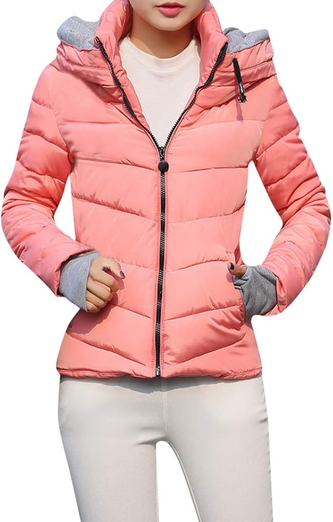 Clearance! Womens Winter Parkas Coat Puffer Jacket Solid Hooded Pockets