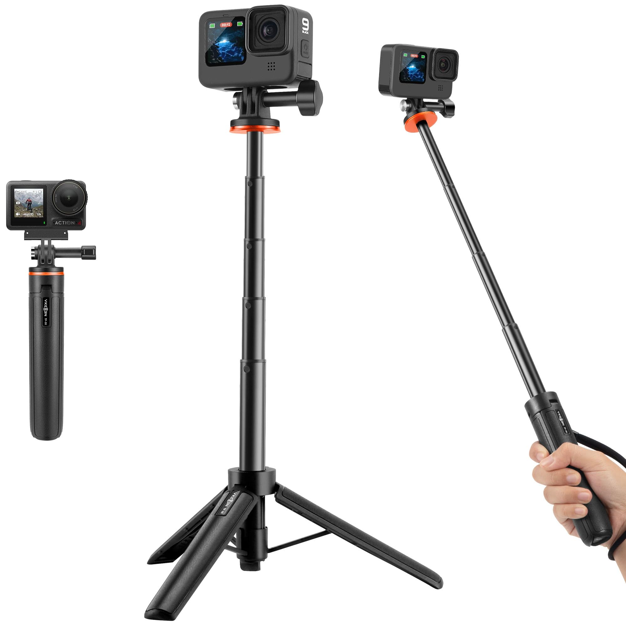 20"/51cm Selfie Stick Tripod for GoPro Hero 13/12/11/10/9/8/Max2, DJI Osmo Pocket 4/3, Action 6/5 Pro/4, AKASO EK7000 und Other Action Cameras