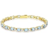 FANCIME 14K Gold Plated Birthstone Bracelets 4mm Sterling Silver Tennis Bracelets Gold Bracelets Birthday Jewelry Gifts for Women 7"