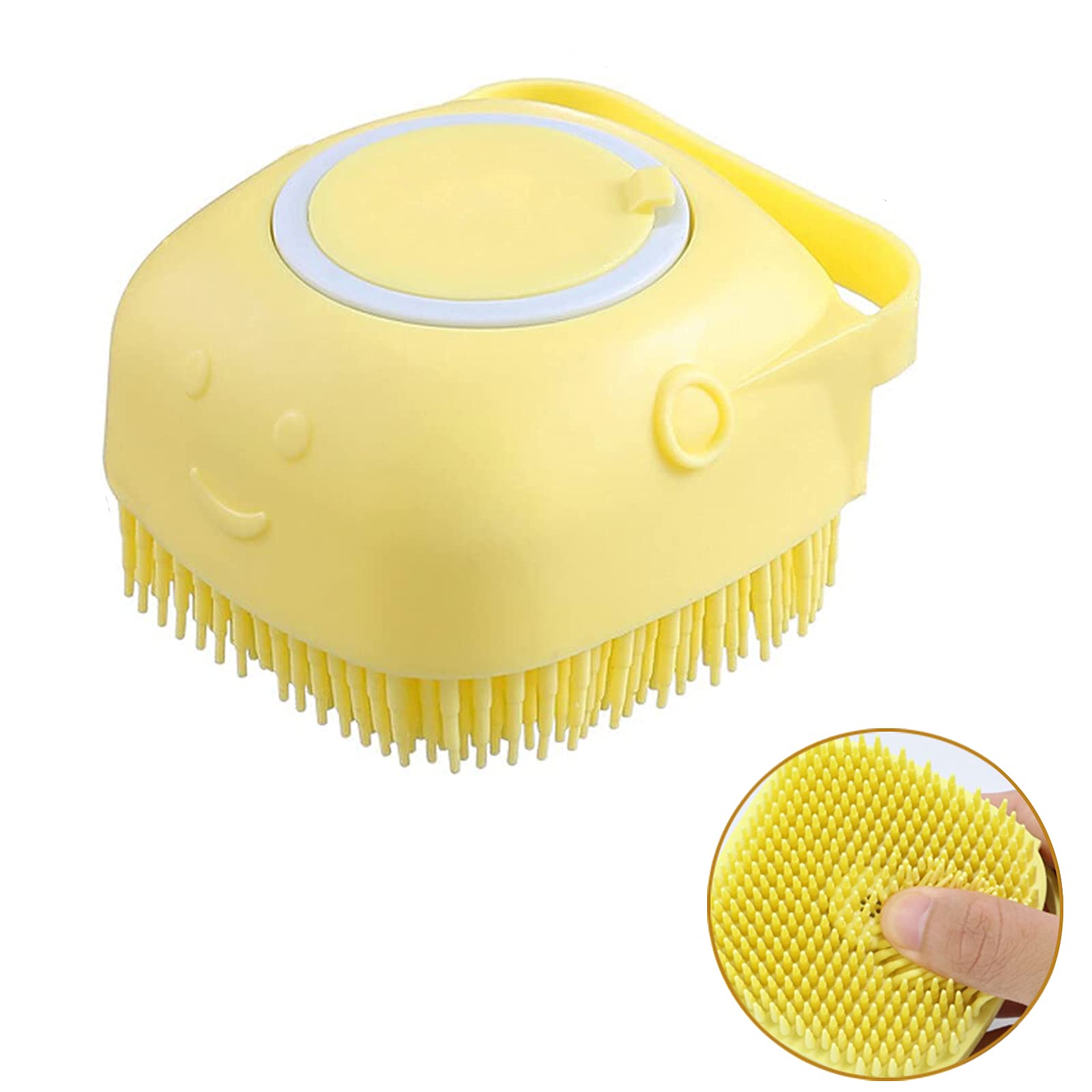 Dog Silicone Rubber Bathing Brush,Pet Bath Brush,Multi-functional Bath Massage Brush, Pet massage shampoo dispenser brush,for Dogs and Cats Shower Grooming (1)