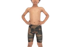 PIQIDIG Youth Boys Swim Jammers Solid Swimsuit Quick Dry Athletic Swimming Shorts UPF 50+ Sun Protection