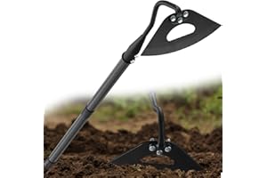 HANGMAICOME Hollow Garden Hoe - Heavy Duty Triangle Weed Hoes for Gardening,55" Adjustable Long Handle, Sharp Blade Hand Weeding Tool for Vegetable Gardens, Flower Beds, Lawn Edges & Tight Spaces