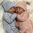 GYCV Newborn Baby Dolls Twins Girls 18 Inch Real Life Babies That Look Real Full Body Silicone Realistic Baby Dolls Real Looking Reborn Dolls Lifelike Babies Birthday Gifts Set for Kids