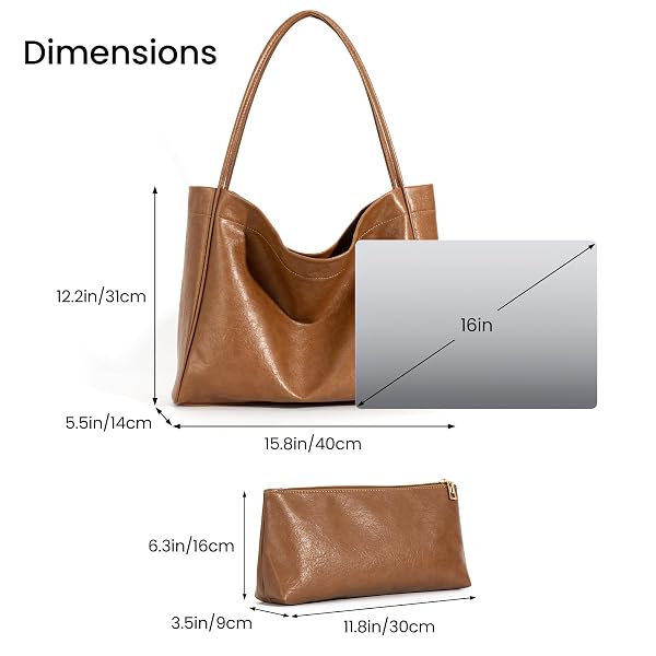 VOCUS TOTE BAG FOR WOMEN 2PCS LARGE CASUAL PU WEEKENDER BAG SOFT VEGAN LEATHER SHOULDER HOBO HANDBAG PURSE TRAVEL OVERSIZE