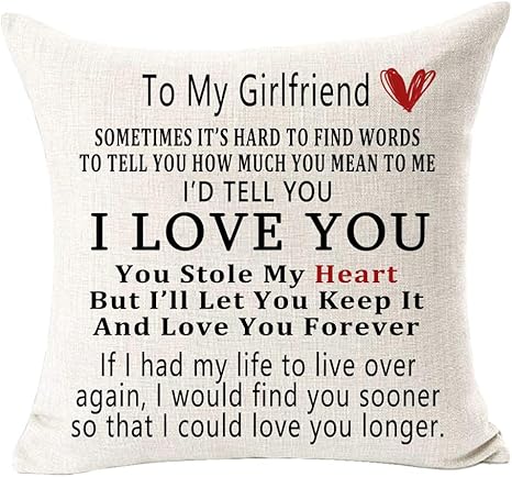 Amazon Com Andreannie Best Girlfriend Gift To My Girlfriend I Love You Cotton Linen Decorative Throw Pillow Cover Cushion Case For Sofa Living Room 18 Inches Square A Home Kitchen