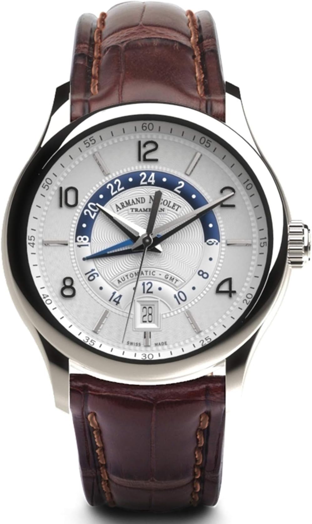 Reloj armand nicolet m02-4 a846aaa-ag-p840mr2 automático GMT Mens Analogue Automatic Watch with Stainless Steel Bracelet A846AAA-AG-P840MR2