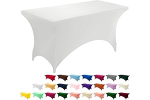 Utopia Kitchen Spandex Tablecloth 1 Pack [6FT, White] 200 GSM Tight, Fitted, Washable and Wrinkle Resistant Stretch Rectangular Patio Table Cover for Event, Wedding & Banquet [72Lx30Wx30H Inch]