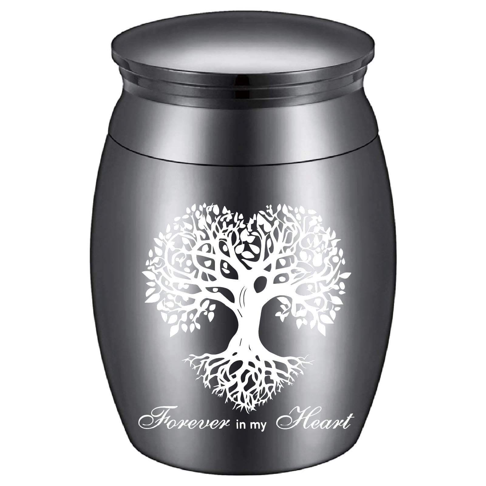CREATCABIN Tree of Life Mini Cremation Urns Black Small Keepsake Urn for Human Ashes Holder Alloy Set Funeral Ash Urn Miniature Burial Funeral Container for Memorial Family Friends Pets 1.6x1.2Inch