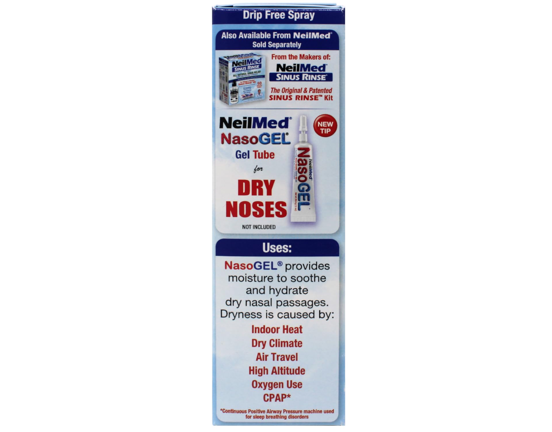 NeilMed NasoGEL Drip-Free Nasal Spray for Dry Noses, Soothing Moisturizing Gel with Aloe Vera & Sodium Hyaluronate, 1 fl oz