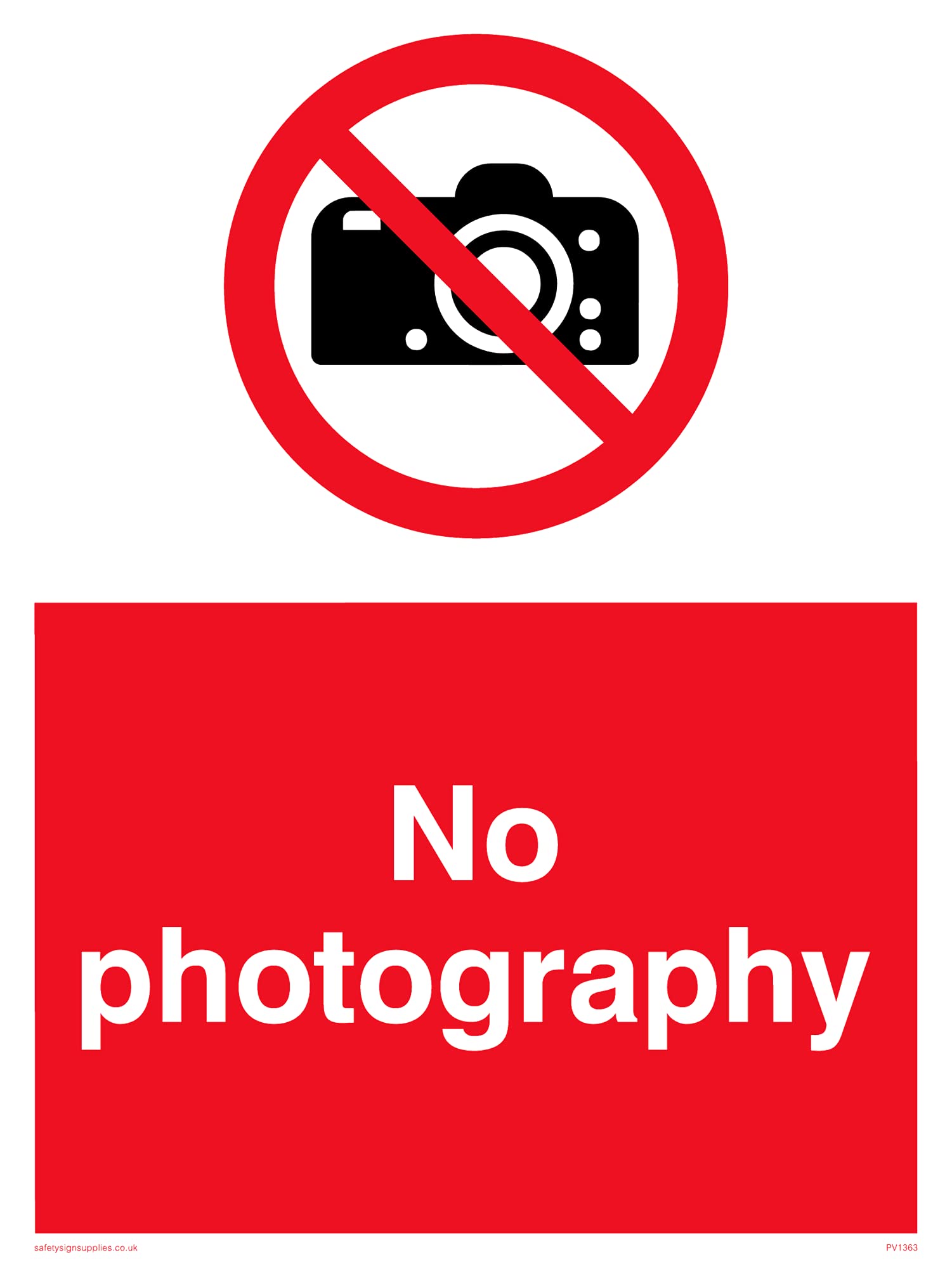 Pack of five - No Photography Sign - 150x200mm - A5P