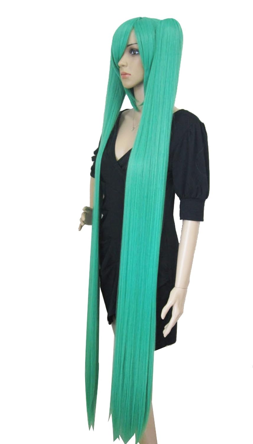 120cm Green Cosplay Wig Anime Long Straight Wigs for Lolita Wigs Anogol Hair Cap