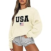 Wedsadl Usa Sweatshirt Women Oversized American Flag Sweater Graphic Hoodies Cotton Pullover Long Sleeve Letter Print Shirt
