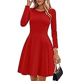 ZESICA Womens Long Sleeve Mini Dress 2026 Fall Crewneck Pleated Babydoll A Line Flowy Wedding Party Short Dresses