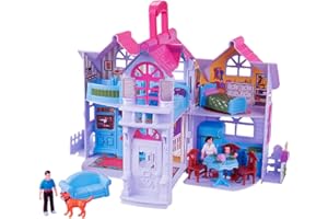 Liberty Imports My Pretty Dollhouse Fold and Go Pretend Play Mini Folding Doll House Playset with Pocket Toy Family Figures, Home Furniture and Accessories
