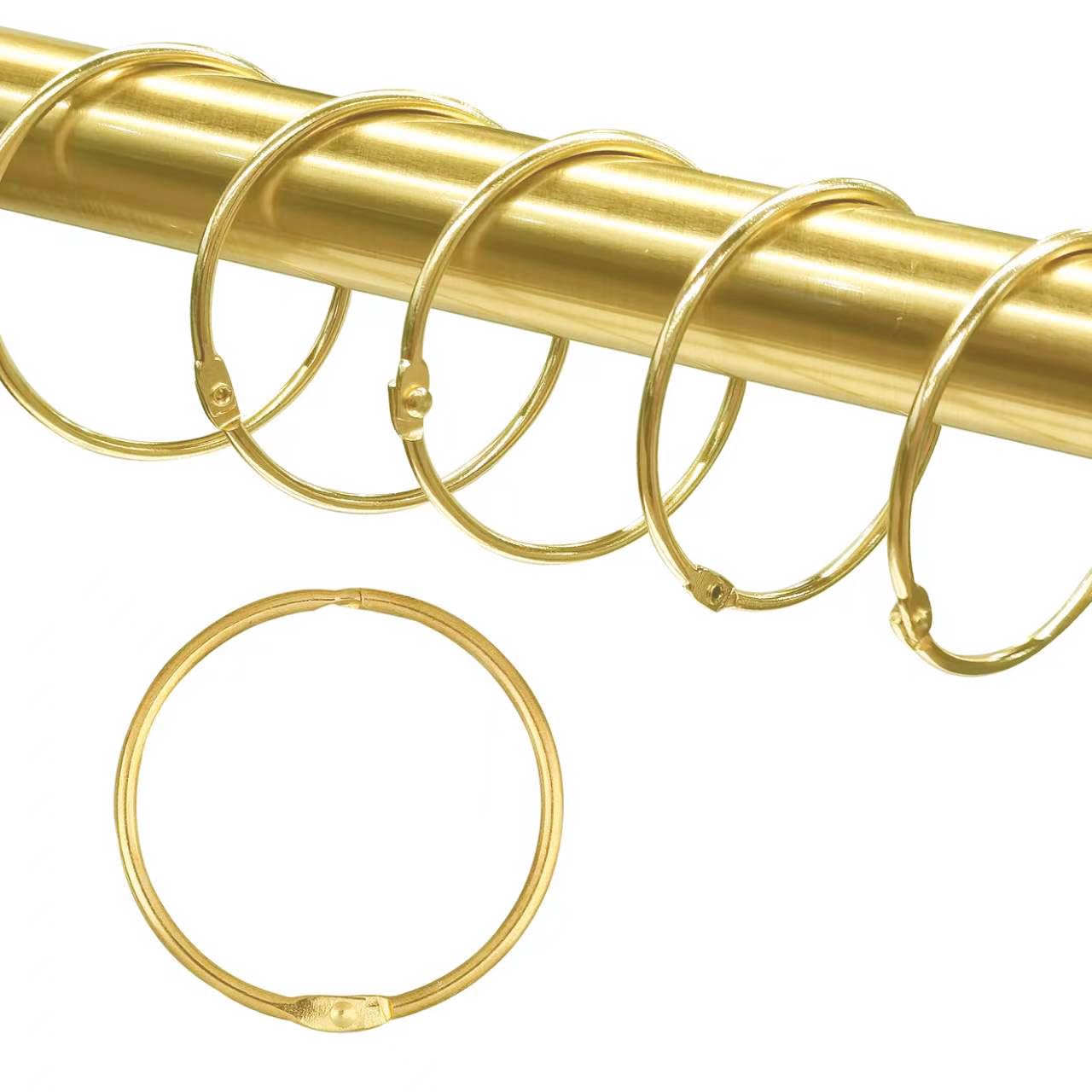 Photo 1 of 24 Pack Shower Curtain Rings,Rust Proof Shower Curtain Hooks for Bathroom,Circular Decorative Shower Curtain Rings and Hooks for Shower Rod,Metal Rings for Shower Curtain,Loose Leaf Rings(Gold)
