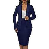 Women 2 Piece Skirt Suit Set Business Professional Blazer Dress Jacket and Pencil Skirts Sets
