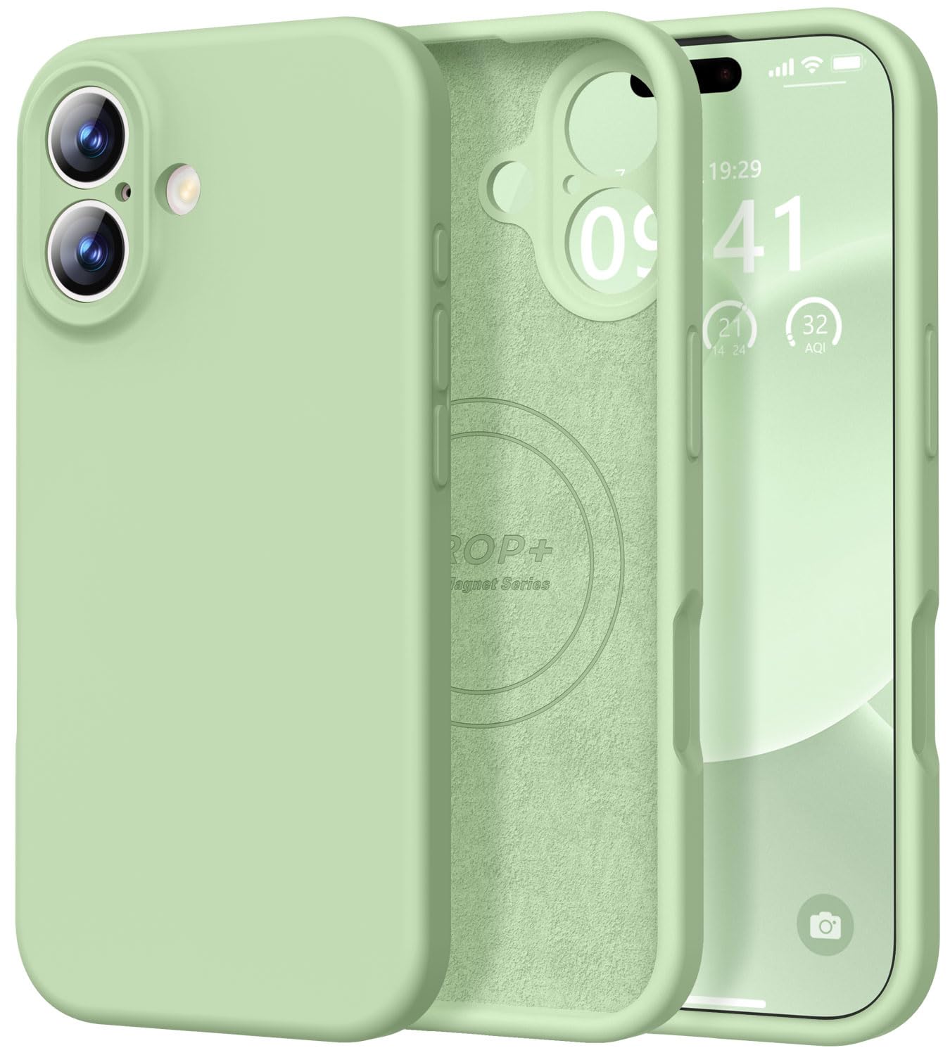 Photo 1 of Vooii Magnetic for iPhone 17 Case, Compatible with Magsafe (Premium Liquid Silicone) (Integrated Camera Control Button) Full Body Protective Anti-Scratch Microfiber Lining 6.3", Matcha