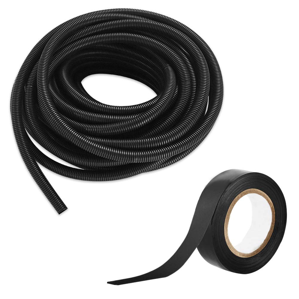 30ft 5/8” Wire Loom Split TUBING +1 Electrical tape Polyethylene/High Temperature