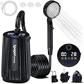 Portable Shower for Camping, [Upgraded] Spopal 10000mAh Rechargeable Camping Shower with 5 Adjustable Speeds, LED Display, IP