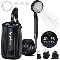 Portable Shower for Camping, [Upgraded] Spopal 10000mAh Rechargeable Camping Shower with 5 Adjustable Speeds, LED Display, IP