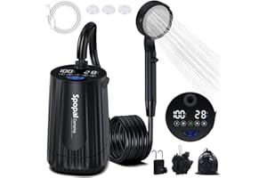 Portable Shower for Camping, [Upgraded] Spopal 10000mAh Rechargeable Camping Shower with 5 Adjustable Speeds, LED Display, IP
