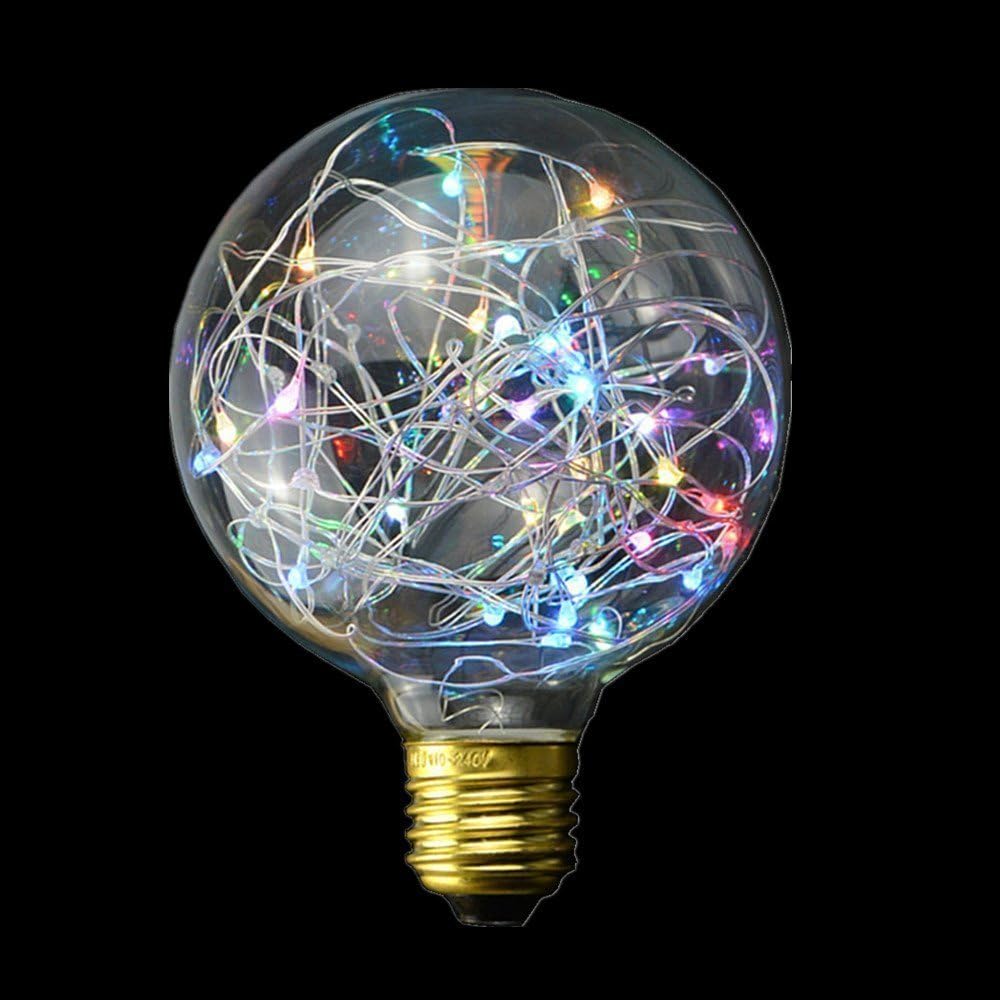 LAFEINA Amazing G95 LED Light Bulb, E27 Base 3W Vintage Globe Starry Firework Antique Decorative Bulbs for Indoor Home Party Hotel Cafes Bars Decoration (RGB Flashing)